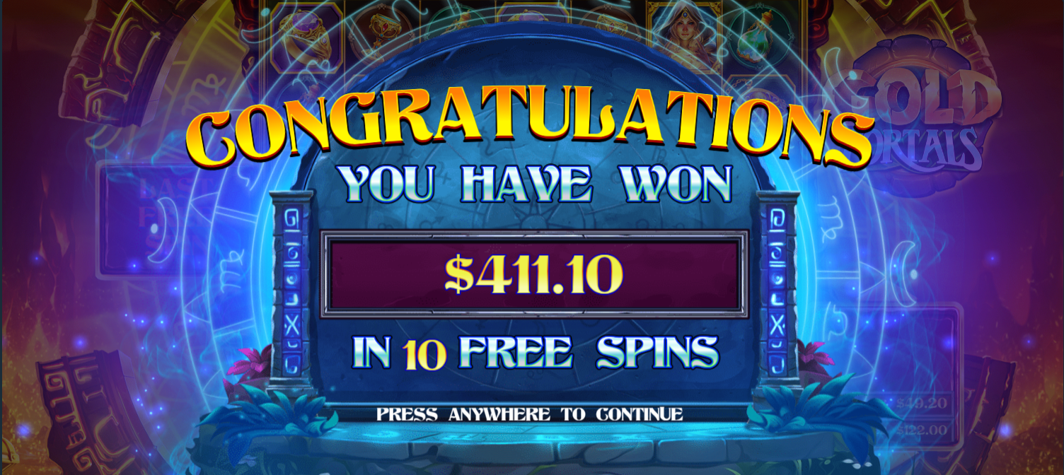 $1 spins in gold portals, got a 125x multi that connected a couple times for this