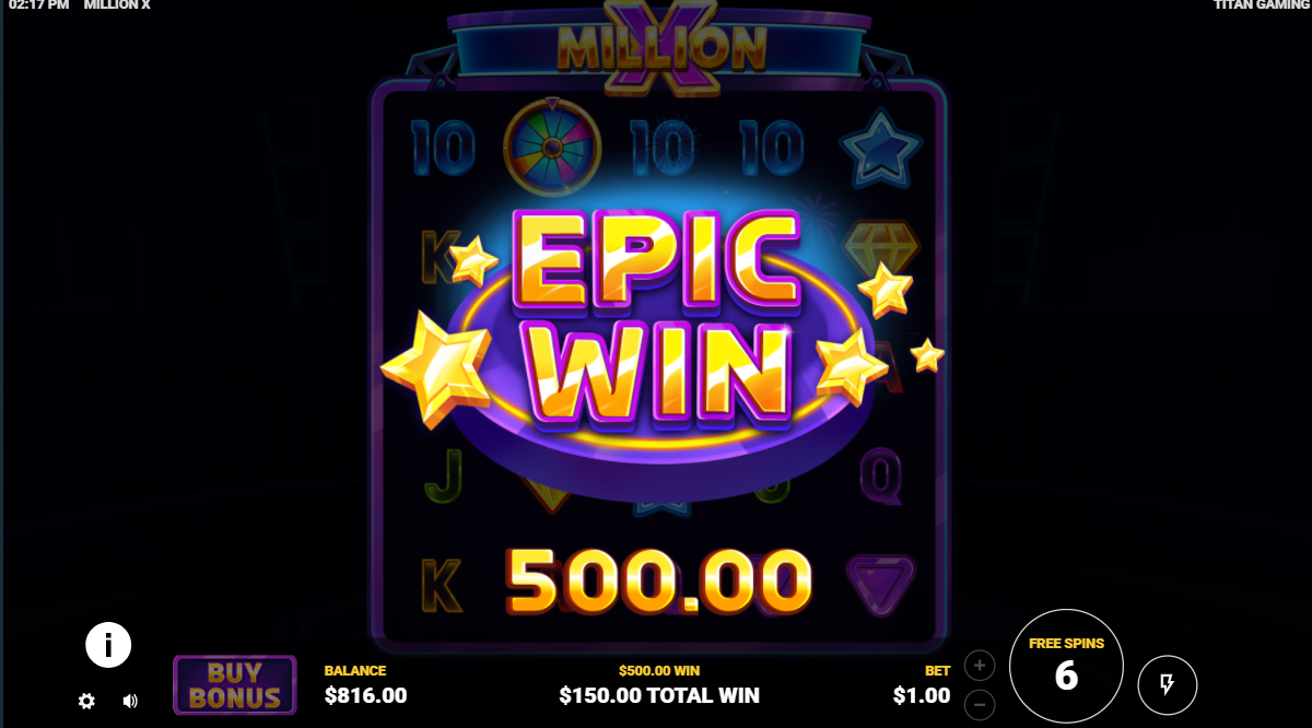 500x on million X