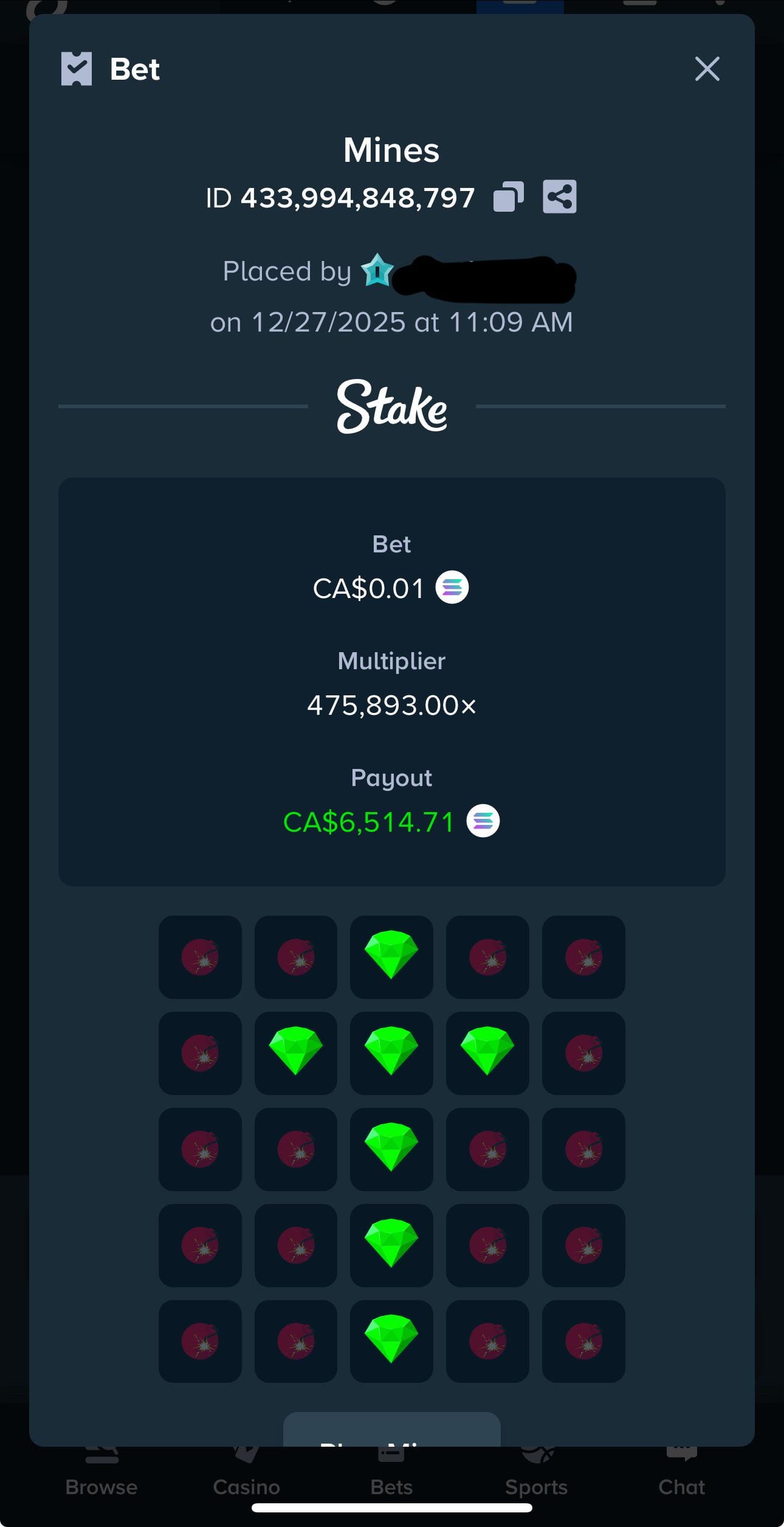 475k multi on mines insane