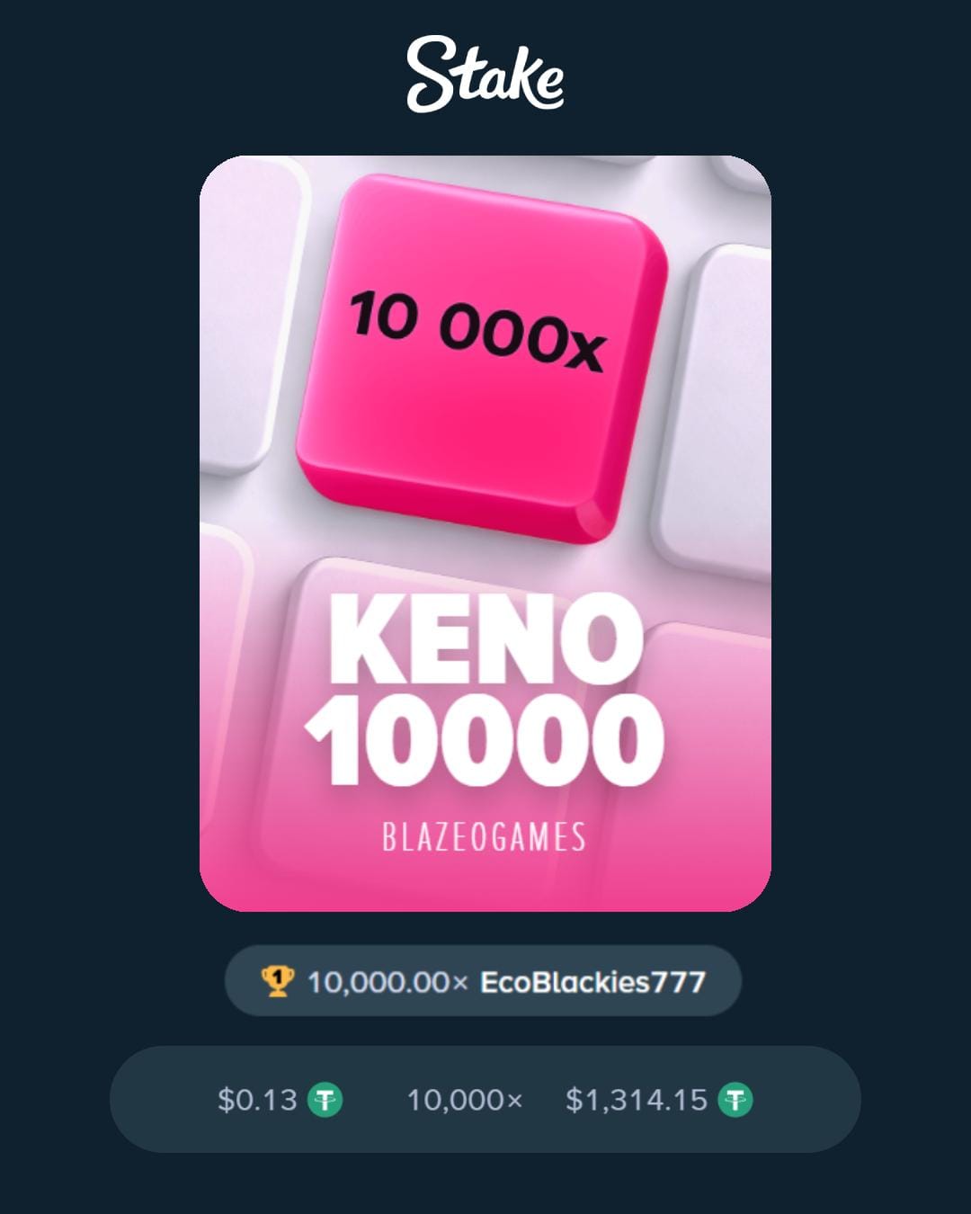 Max win of the day on Keno 10000
